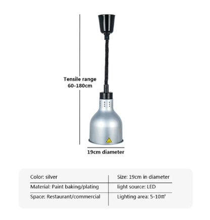 DecorBites™ Electric Food Heat Lamp: Telescopic Pendant Light for Restaurant's Kitchen Fixtures