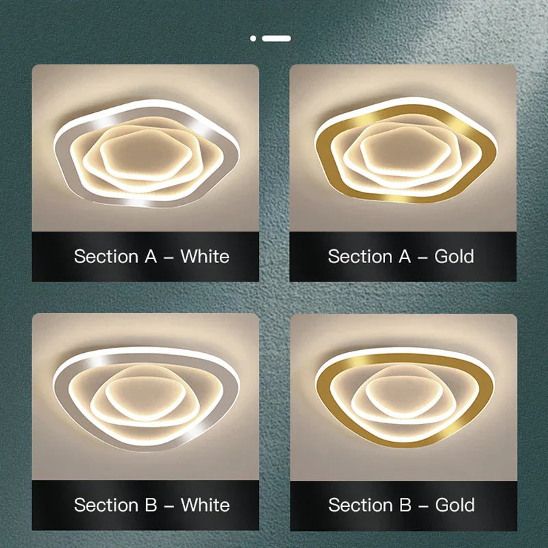 DecorBites™ Gold Luxury LED Ceiling Chandelier for Modern Living Rooms, Bedrooms, and Kitchens