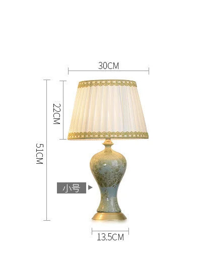 مصباح طاولة سيراميكي ريفي من DecorBites™ لحماية العين وديكور غرفة النوم والدراسة