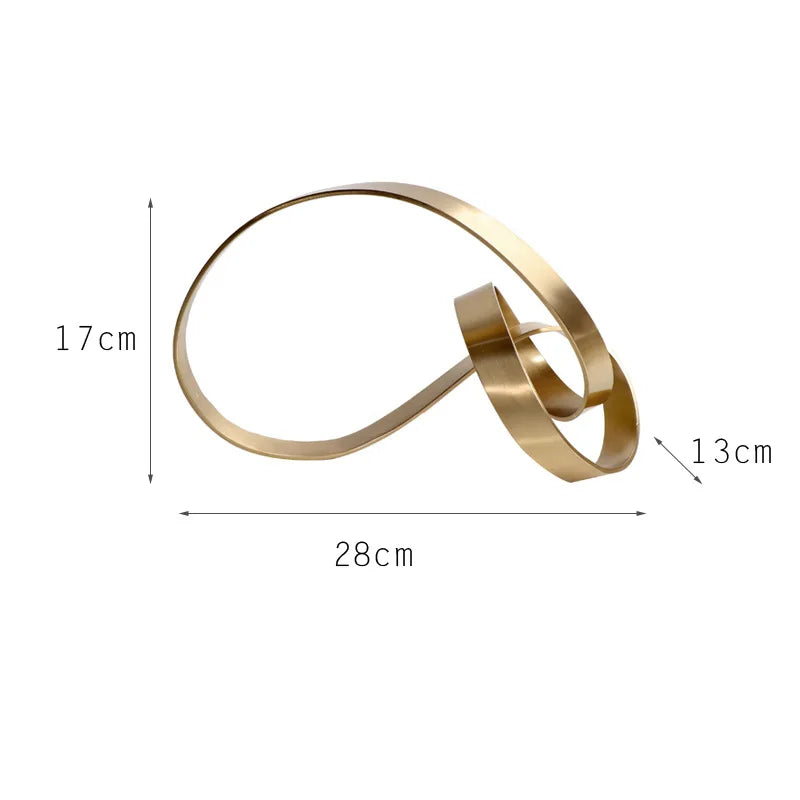 ديكوربايتس™ - تمثال معدني على شكل عقدة تجريدية بشريط ذهبي لتزيين الغرفة