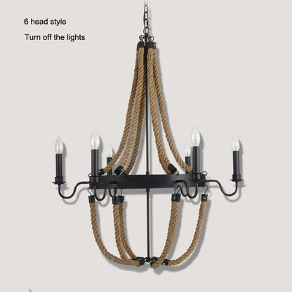 DecorBites™ Hemp Rope Ceiling Chandelier Vintage Pendant Lamp for Dining Room & Living Room