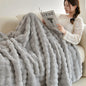 Decobites Rabbit Faux Fur Plush Blanket | Double-Sided Winter Sofa Cover & Bed Throw