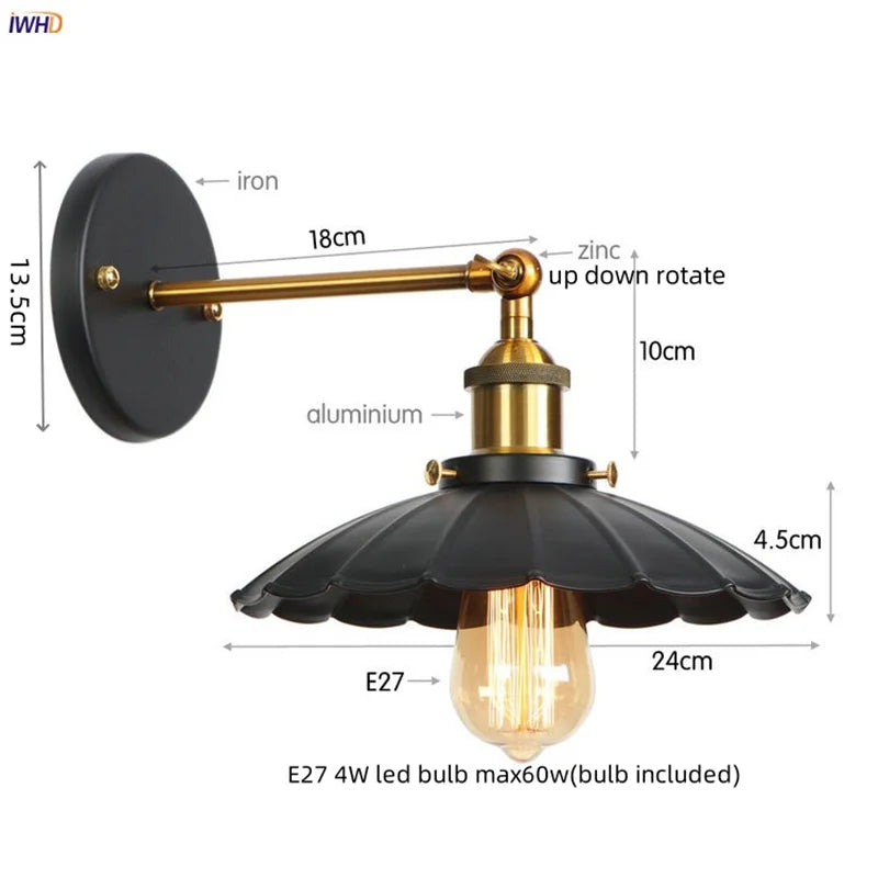 Lámpara de pared LED industrial Gold™ Decorbites para ático, escalera, bar de café, dormitorio