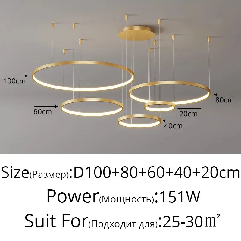 DecorBites™ Acrylic LED Ring Pendant Light Modern Minimalist Art Decor Chandelier