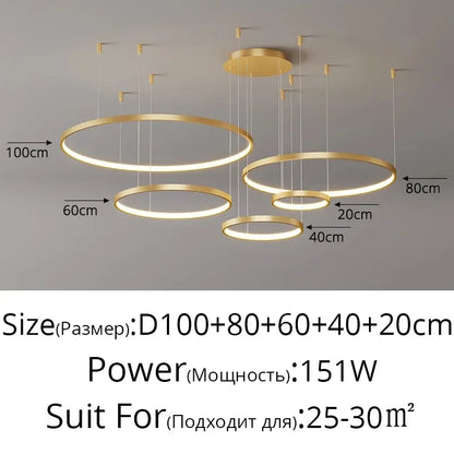 DecorBites™ Acrylic LED Ring Pendant Light Modern Minimalist Art Decor Chandelier