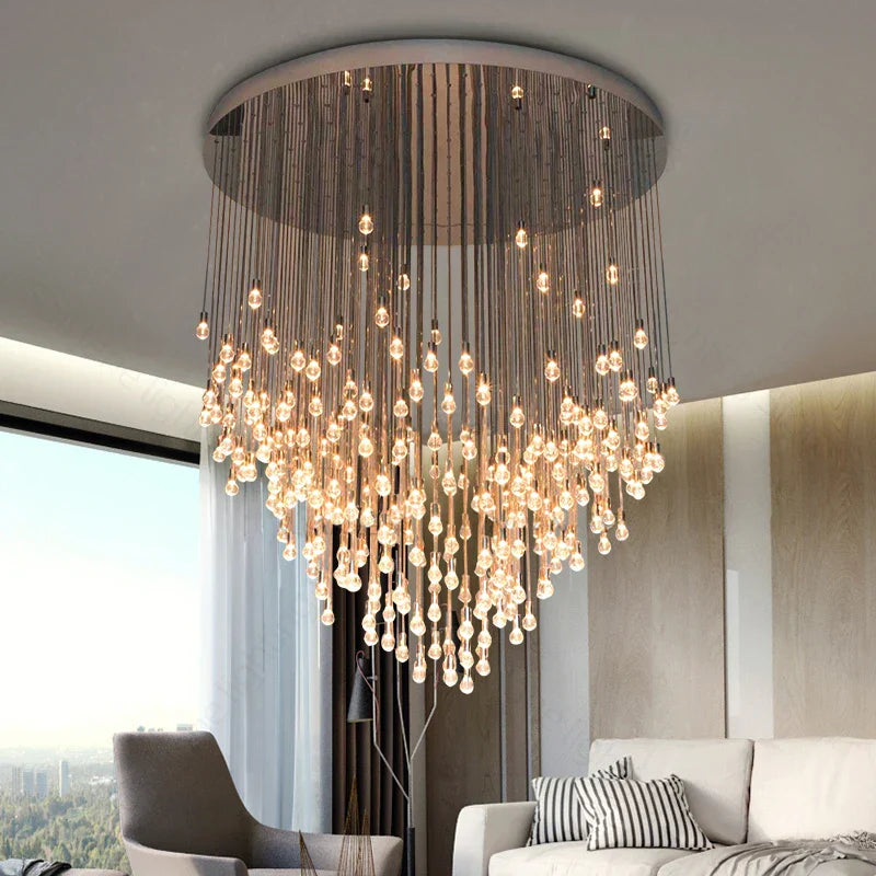 Gold LED Crystal Chandelier 45-Head Design
