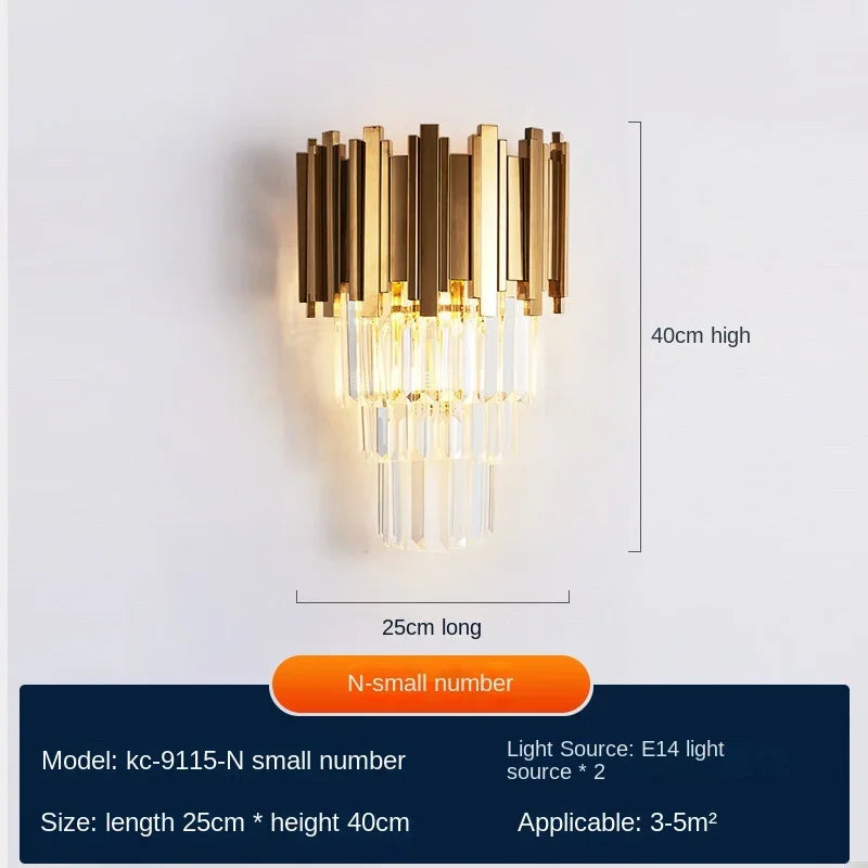 DecorBites™ Crystal Wall Lamp: Modern Luxury Wireless Rechargeable Sconce Light for Bedroom & Living Room