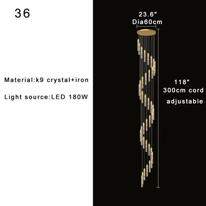 DecorBites™ Crystal Chandelier for Two-storey Foyer & Circular Stairwell