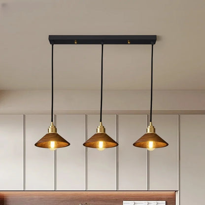 Decorbites™ Japanische LED-Hängeleuchte im Vintage-Stil aus Holz und Kupfer