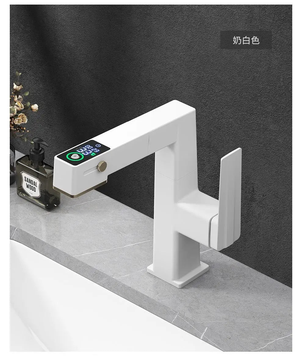 DecorBites™ LED Basin Faucet Pull Out Mixer Tap Hot Cold Water Bathroom Sink Vanity