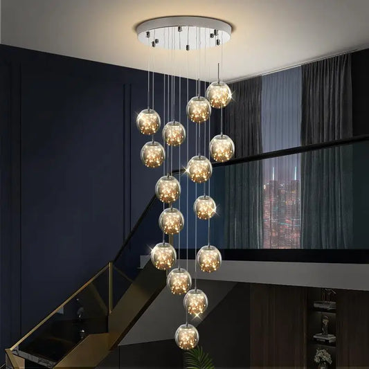 Gypsophila Glass Bubble Staircase Pendant Chandelier