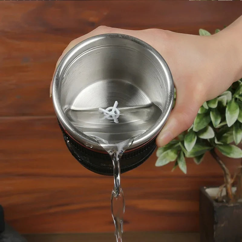 DecorBites™ Camera Lens Cup: Electric Self Stirring Coffee Mug, 300ml