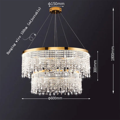 DecorBites™ Crystal Chandelier Pendant Light LED Fixture for Living Dining Room Glamorous Home Decor