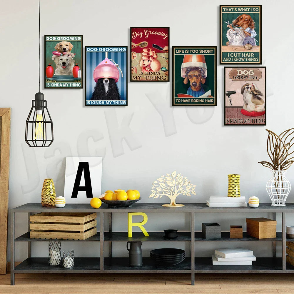 DecorBites™ Dog Grooming Poster: Funny Dog Grooming Gifts for Dog Moms
