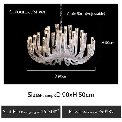 DecorBites™ Glass Chandelier LED Hanging Light for Living Room Bedroom Dining Room - 2024 Collection.