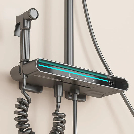 DecorBites™ Brass Shower Faucet Set with Intelligent Atmosphere Light and Pressurized System