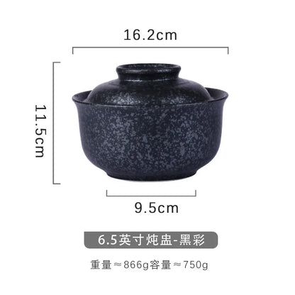 DecorBites™ Japanese Style Ramen Bowl with Lid | Ceramic Noodle Bowl for Soup, Rice, Porridge