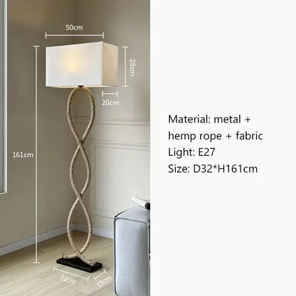 DecorBites™ Hemp Rope Fabric Shade LED Floor Lamp for Home Decor