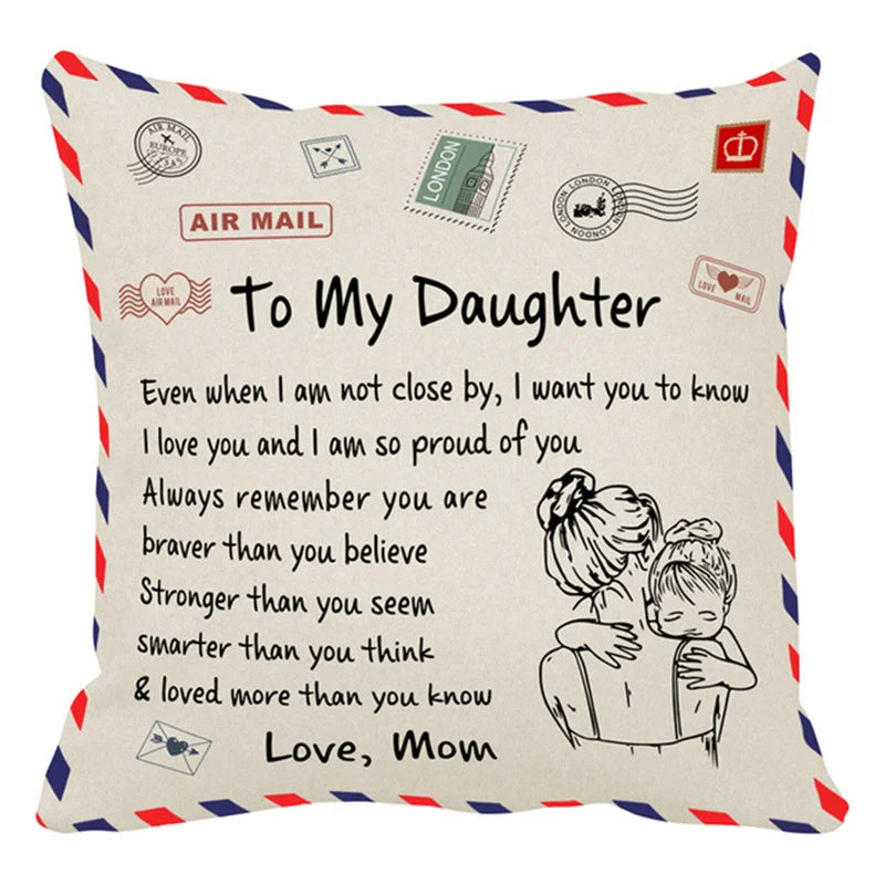 Funda de cojín DecorBites™ Love Mom 45x45cm - Regalo de aniversario familiar - Diseño nórdico