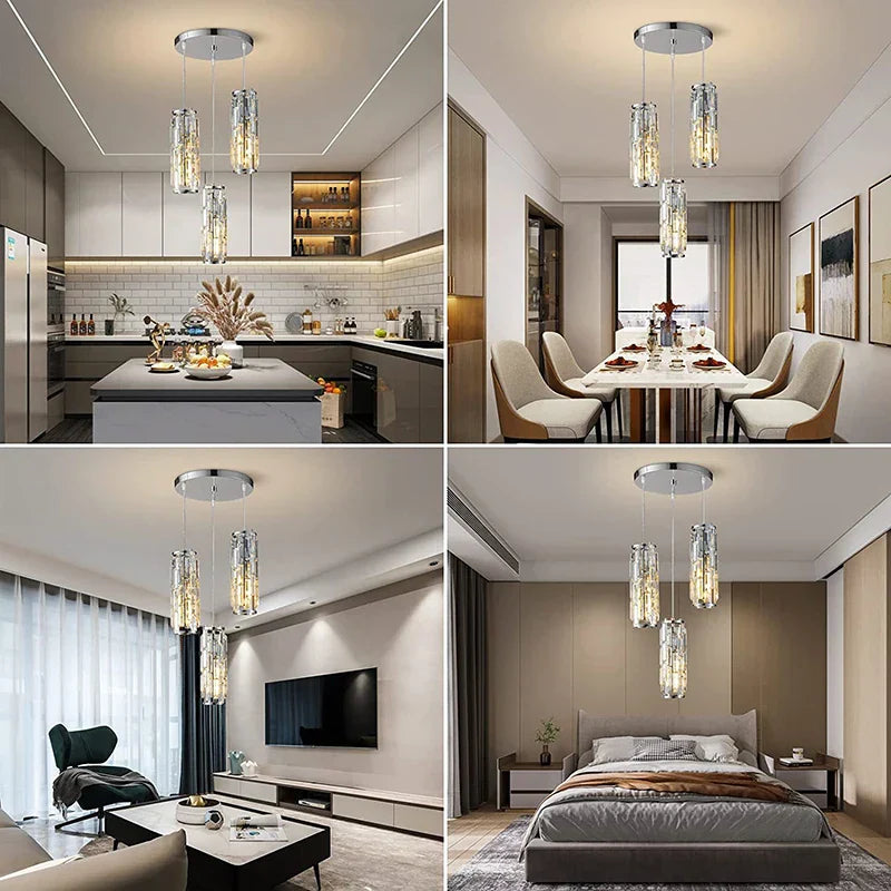 Decorbites™ Lámpara de Araña de Cristal Dorado: Iluminación Elegante de Comedor en Forma de Lámpara Colgante