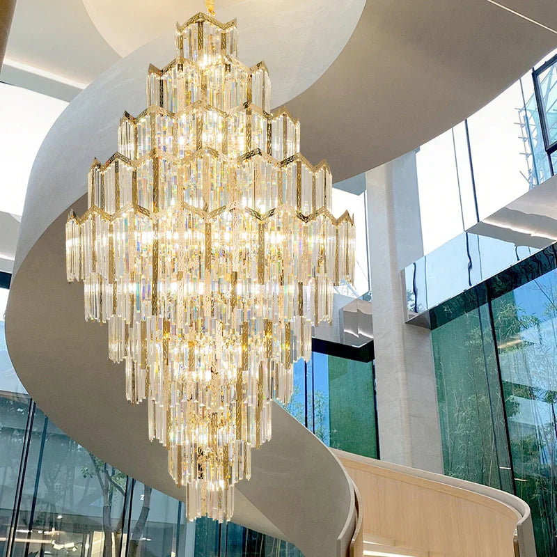 DecorBites™ Crystal Chandelier: Modern Simple Luxury for Duplex Villa & Loft