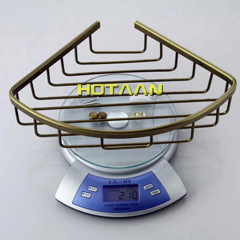 DecorBites™ Aluminum Antique Finish Shower Basket Holder Shelf, Single Layer