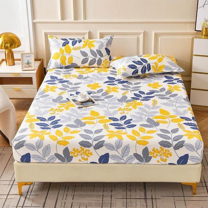 Decobites Floral Printed Fitted Bed Sheets for Single/Queen/King Mattress