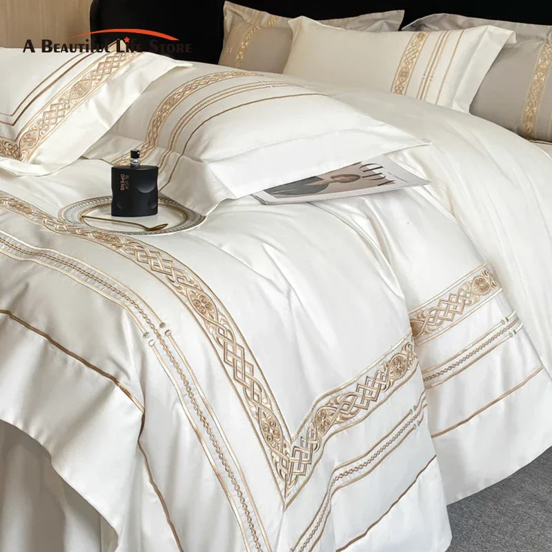 Decobites Luxury Gold Embroidery Hotel Style Bedding Set