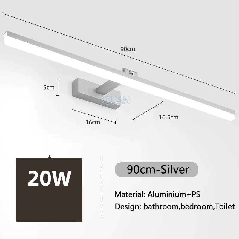 DecorBites™ LED Bathroom Vanity Light Gold Silver Black 40-90cm 220V