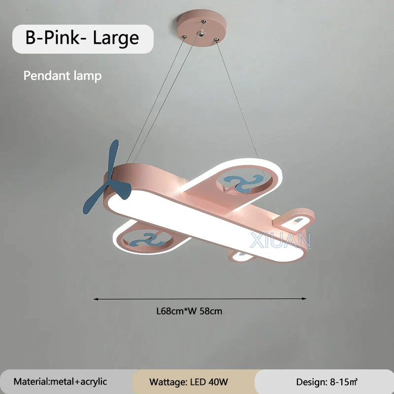 ديكوربايتس™ مصابيح معلقة على شكل طائرة للأطفال مصنوعة من الخشب والمعدن ومصابيح LED لغرف الأطفال والمدارس