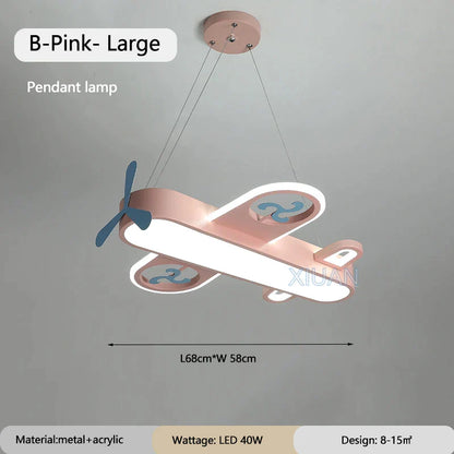 ديكوربايتس™ مصابيح معلقة على شكل طائرة للأطفال مصنوعة من الخشب والمعدن ومصابيح LED لغرف الأطفال والمدارس