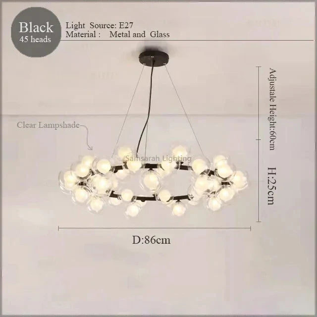 DecorBites™ LED Glass Chandelier Pendant Lamp for Living Room Dining Room Lighting