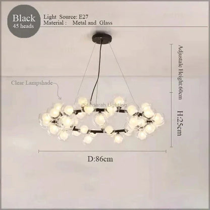 DecorBites™ LED Glass Chandelier Pendant Lamp for Living Room Dining Room Lighting