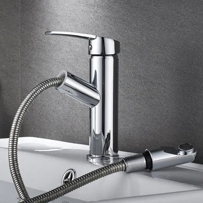 Single Handle Pull-out Bathroom Basin Faucet Hot and Cold Water Countertop Installation Faucet  Water Mode