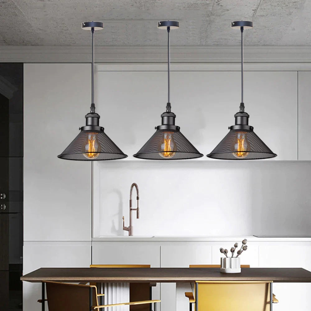 وحدة إضاءة معلقة على شكل قفص حديدي أسود من DecorBites™ لجزيرة المطبخ وغرفة الطعام والممر