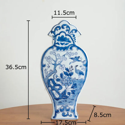 DecorBites™ Blue & White Porcelain Vase Pot for Stylish Room Aesthetic Decor & Flowers