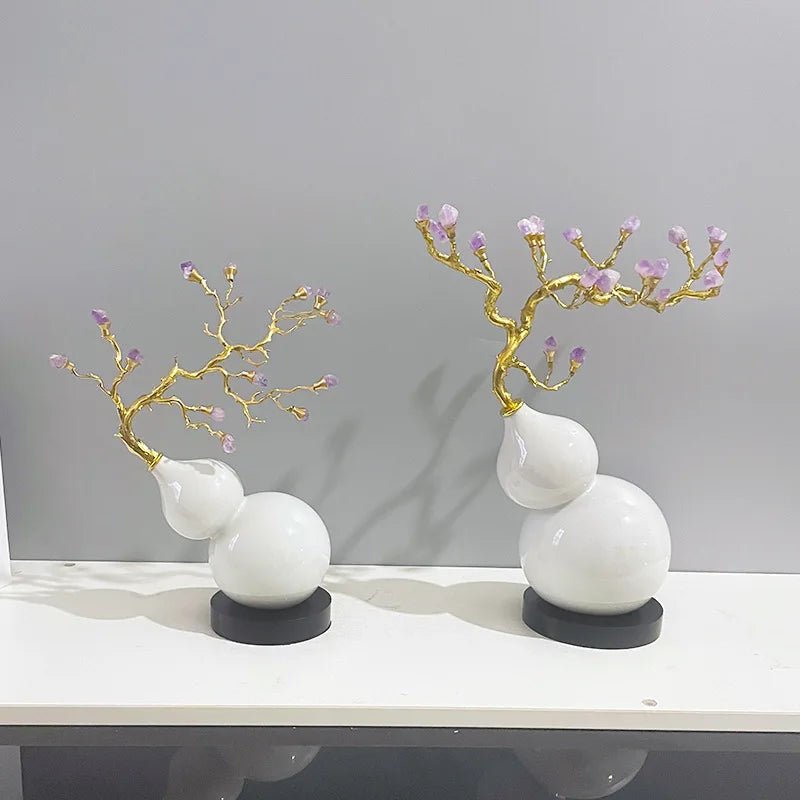 DecorBites™ Gourd Crystal Sculpture Metal Plant Statues Home Decoration