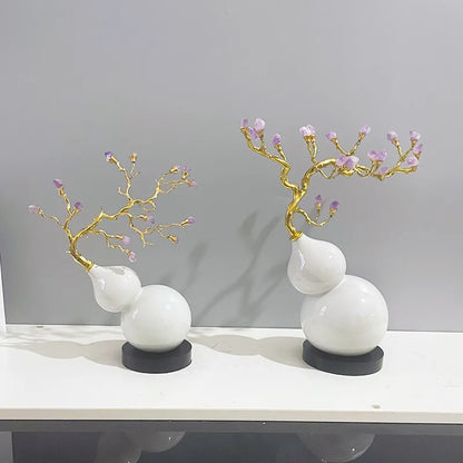 DecorBites™ Gourd Crystal Sculpture Metal Plant Statues Home Decoration
