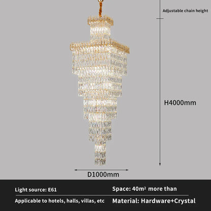 DecorBites™ Crystal Luxe Living Room Chandelier - Modern & Elegant Hall Staircase Lighting