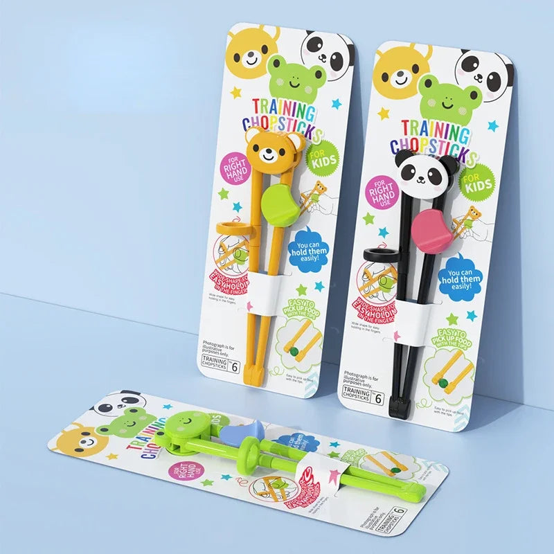 Decorbites™ Kinder-Stäbchen-Set mit Buntbär, Panda und Katze: Spaßige Trainings-Essstäbchen für Kinder