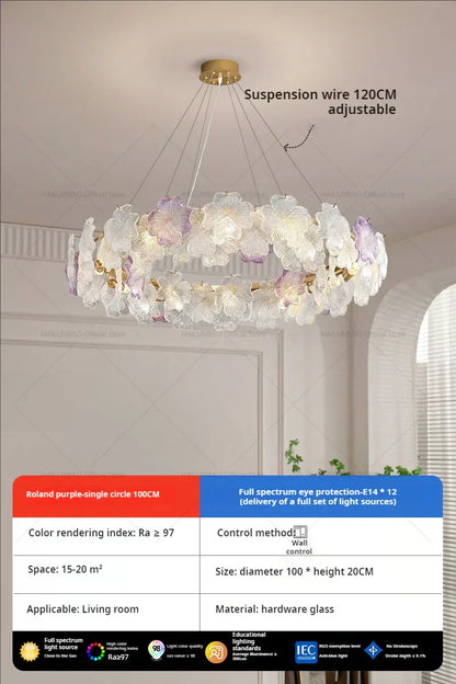 DecorBites™ Petals Crystal Chandelier Light: French Living Room & Dining Room Luxury Lighting