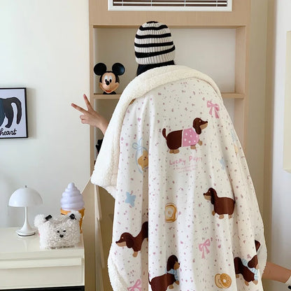 DecorBites™ Lamb Nap Cartoon Coral Velvet Blanket: Super Soft, Thick, and Cute for Winter