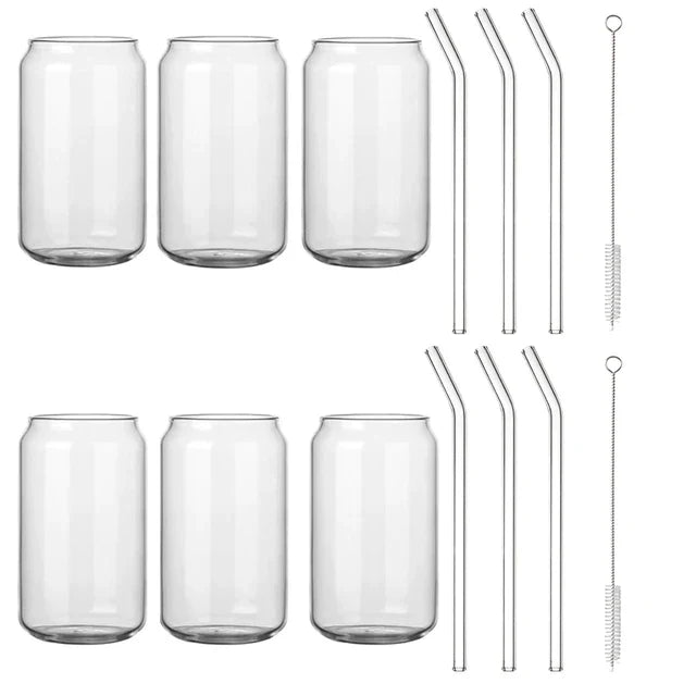 Taza de vidrio DecorBites™ con tapa de bambú - Taza de vidrio de borosilicato de alta calidad para té, jugo y café