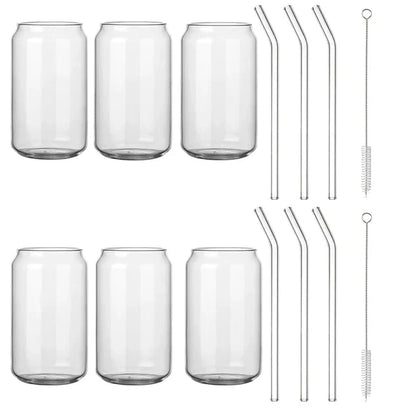 Taza de vidrio DecorBites™ con tapa de bambú - Taza de vidrio de borosilicato de alta calidad para té, jugo y café