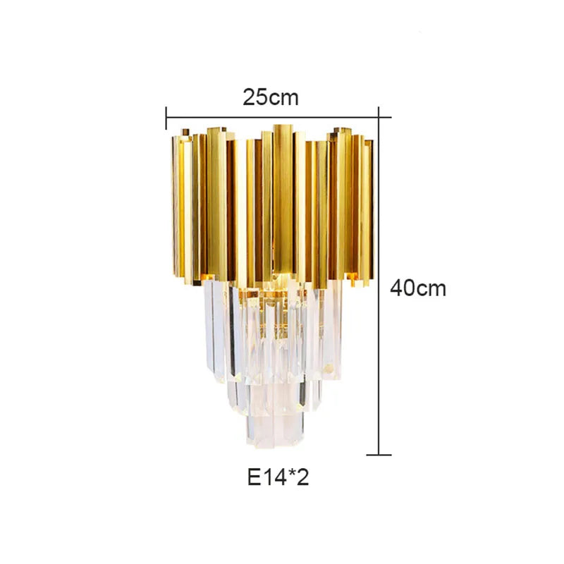 Gold Crystal LED Wall Lamp Large Gold Finish