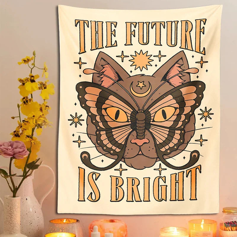 Decobites Sun Moon Cat Tarot Tapestry Wall Hanging for Home Decor