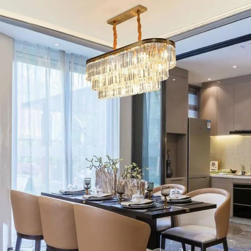 DecorBites™ Crystal Chandelier: Modern Gold LED Lighting for Dining, Bedroom, and Living Room
