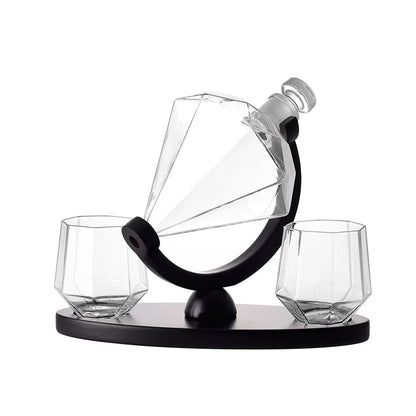 DecorBites™ Globe Whiskey Decanter Set with Crystal Glasses - Lead-Free Hand-Blown Whisky Carafe