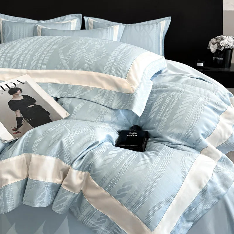 طقم غطاء لحاف من قماش الجاكار القطني من DecorBites™ لسرير مزدوج كبير - فاخر ومريح