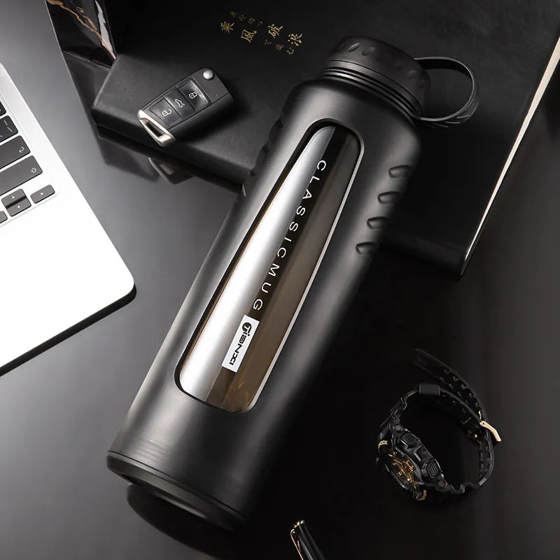 Vaso de agua de vidrio aislante de doble capa DecorBites™ | Taza de té resistente al calor de gran capacidad